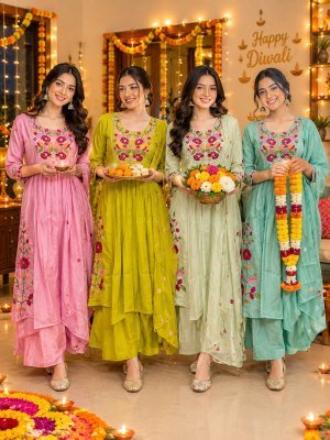 Premium Pure Mul Chanderi  Kurti Palazzo Dupatta Set with Latkans Size wise Combo Set