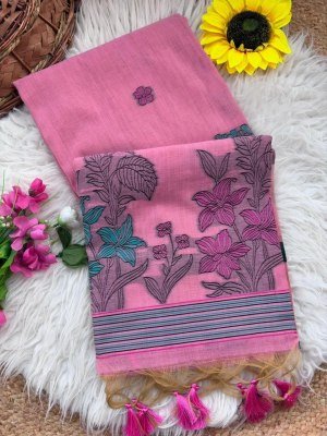 Premium Soft Muga Cotton Saree with Floral Weaving Pallu sarees catalogs