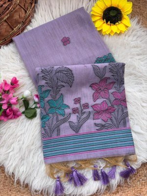 Premium Soft Muga Cotton Saree with Floral Weaving Pallu sarees catalogs