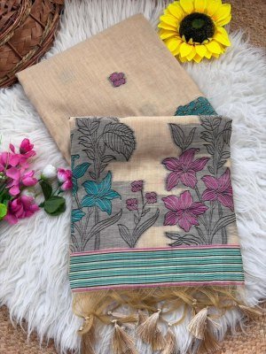 Premium Soft Muga Cotton Saree with Floral Weaving Pallu sarees catalogs