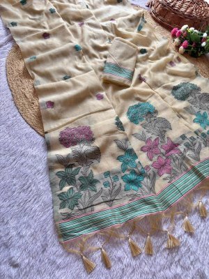 Premium Soft Muga Cotton Saree with Floral Weaving Pallu sarees catalogs