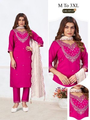 Premium Soft Roman Silk Suit with Mull Cotton Inner  Hand and Embroidery Work Size wise Combo Set