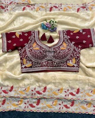 Premium Spes Silk Saree with Multi Thread Work and Stitched Blouse sarees