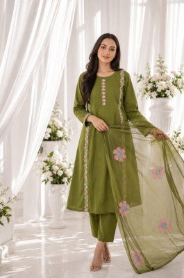 Premium Traditional Cotton 3-Piece Straight Kurta Suit – Pintex, Mirror & Moti Work Size wise Combo Set