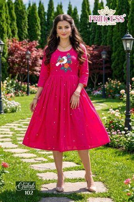 Princess Gulab Vatican Silk Designer Kurti kurtis catalogs