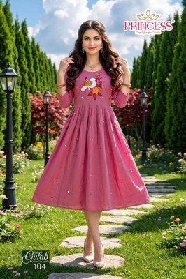 Princess Gulab Vatican Silk Designer Kurti kurtis catalogs