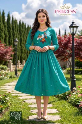 Princess Gulab Vatican Silk Designer Kurti kurtis catalogs