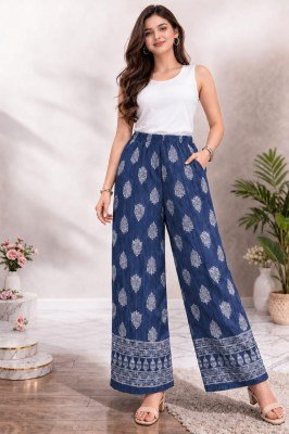 Printed Pleated Palazzo – Heavy Lycra Stretchable Palazzo Pants Womens