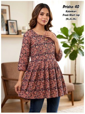 Prisha 1 Kalamkari Cotton Flair Short Top Size wise Combo Set