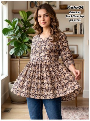 Prisha 1 Kalamkari Cotton Flair Short Top Size wise Combo Set