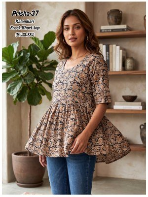 Prisha 1 Kalamkari Cotton Flair Short Top Size wise Combo Set