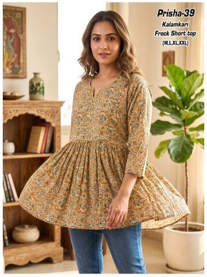 Prisha 1 Kalamkari Cotton Flair Short Top Size wise Combo Set