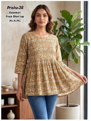 Prisha 1 Kalamkari Cotton Flair Short Top Size wise Combo Set