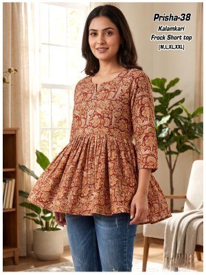 Prisha 1 Kalamkari Cotton Flair Short Top Size wise Combo Set