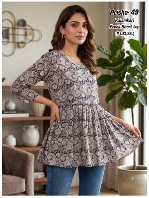 Prisha 1 Kalamkari Cotton Flair Short Top Size wise Combo Set