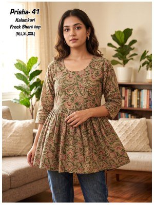 Prisha 1 Kalamkari Cotton Flair Short Top Size wise Combo Set