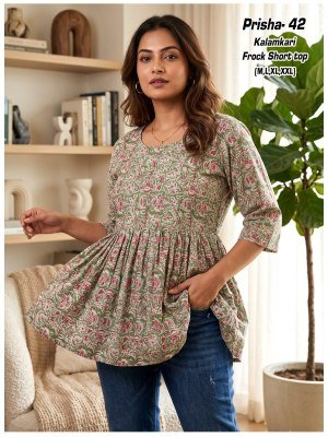 Prisha 1 Kalamkari Cotton Flair Short Top Size wise Combo Set