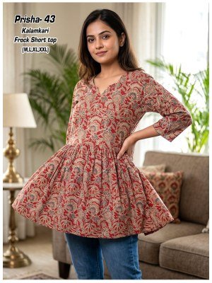 Prisha 1 Kalamkari Cotton Flair Short Top Size wise Combo Set