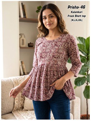 Prisha 1 Kalamkari Cotton Flair Short Top Size wise Combo Set
