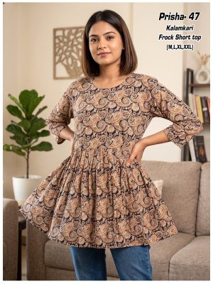 Prisha 1 Kalamkari Cotton Flair Short Top Size wise Combo Set