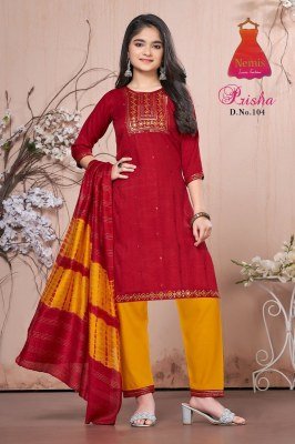 Prisha Vol 1 by Nemis Reyon printed embroidered kurti pant and dupatta catalogue at affordable rate readymade suit catalogs