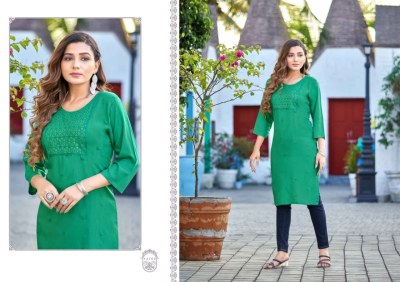 Priya by Kalroop Heavy reyon Embroidered fancy kurti catalogue at affordable rate kurtis catalogs