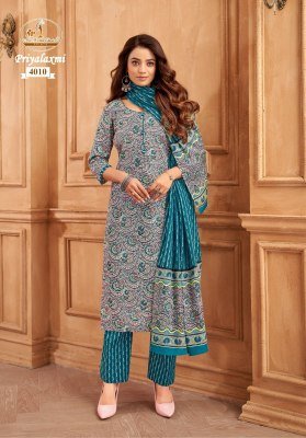 Priyalaxmi vol 34 by miss World Pure Cotton Printed top bottom and dupatta catalogue at affordable rate readymade suit catalogs