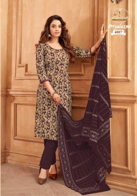 Priyalaxmi vol 34 by miss World Pure Cotton Printed top bottom and dupatta catalogue at affordable rate readymade suit catalogs