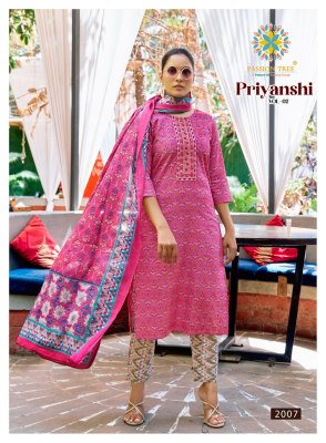 Priyanshi vol 2 by Passion Tree Straight Printed Cotton embroidered top pant with dupatta catalogue at affordable rate readymade suit catalogs