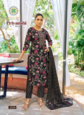 Priyanshi vol 2 by Passion Tree Straight Printed Cotton embroidered top pant with dupatta catalogue at affordable rate readymade suit catalogs