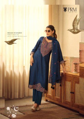 Prm India Moh Pure Russian Silk Suit Set Coding Embroidery And Handwork Organza Dupatta Wholesale Designer kurti pant with dupatta Catalogs