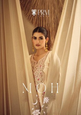 Prm India Moh Pure Russian Silk Suit Set Coding Embroidery And Handwork Organza Dupatta Wholesale Designer kurti pant with dupatta Catalogs