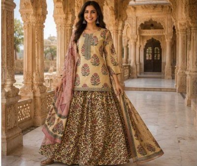 Pure Cotton 60/60 3-Piece Top Bottom Dupatta Set Size wise Combo Set
