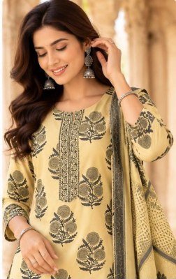 Pure Cotton 60/60 3-Piece Top Bottom Dupatta Set Size wise Combo Set