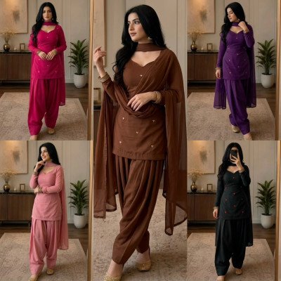 Pure Cotton 60×60 Embroidery Work 3-Piece Farshi Salwar Set readymade suit catalogs