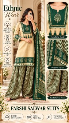 Pure Cotton 60×60 Farshi Salwar Suit Collection for Women Size wise Combo Set
