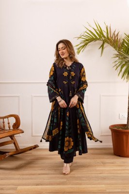 Pure Cotton 60x60 Fine Cotton 3-Piece Suit Set with Resham Work 