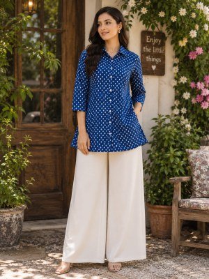 Pure Cotton Bandhani Print Short Kurti Palazzo Set with Pocket kurtis catalogs