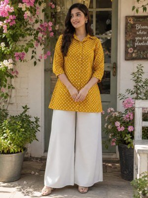 Pure Cotton Bandhani Print Short Kurti Palazzo Set with Pocket kurtis catalogs