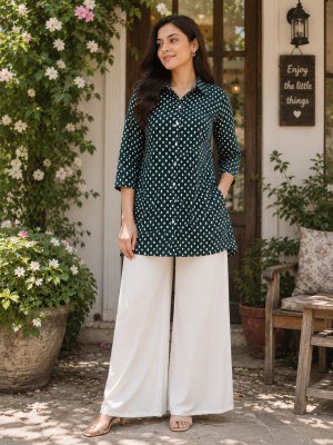 Pure Cotton Bandhani Print Short Kurti Palazzo Set with Pocket kurtis catalogs