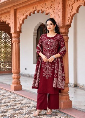 Pure Cotton Embroidery Work 3-Piece Kurti Bottom Dupatta Combo Set Size wise Combo Set