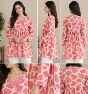 Pure Cotton Printed Alia Peplum Kurti with V-Neck and Full Sleeves wholesale catalogs