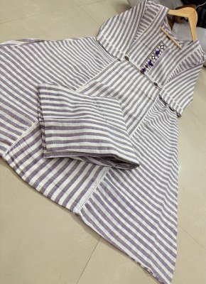 Pure Cotton Strips Concept A-Line Designer Kurti Palazzo Pant Set Size wise Combo Set