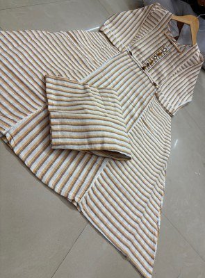 Pure Cotton Strips Concept A-Line Designer Kurti Palazzo Pant Set Size wise Combo Set