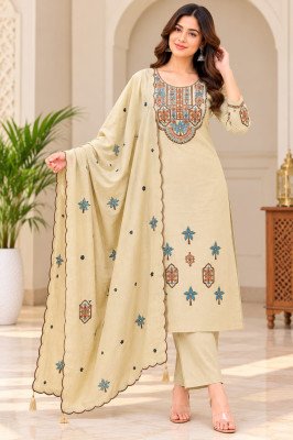 Pure Dabu Cotton 3-Piece Palazzo Suit with Embroidery and Dupatta  Size wise Combo Set