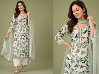 Pure Discharge Rayon Foil Kurti Pant with Dupatta Set with Heavy Handwork kurti pant with dupatta Catalogs
