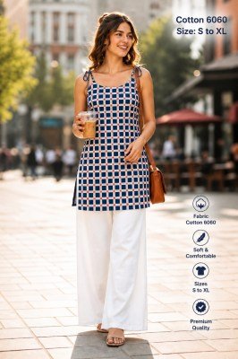 Pure Mul Cotton 60/60 Short Kurti with Strap Dori Short Kurti kurtis catalogs