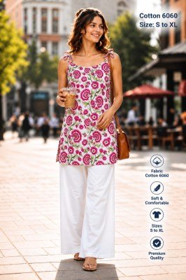 Pure Mul Cotton 60/60 Short Kurti with Strap Dori Short Kurti kurtis catalogs