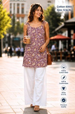 Pure Mul Cotton 60/60 Short Kurti with Strap Dori Short Kurti kurtis catalogs