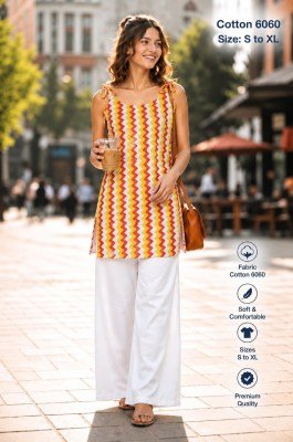 Pure Mul Cotton 60/60 Short Kurti with Strap Dori Short Kurti kurtis catalogs